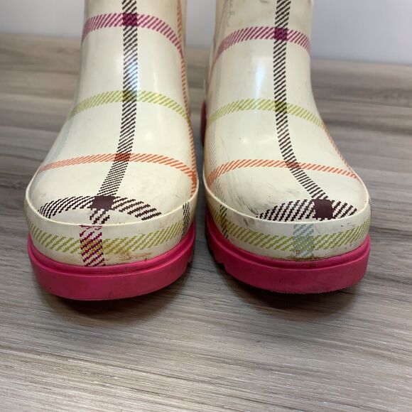 COACH Plaid Rubber Rain Boots Size 6 M Women's multi-colored Paisley A7107 - Picture 7 of 13